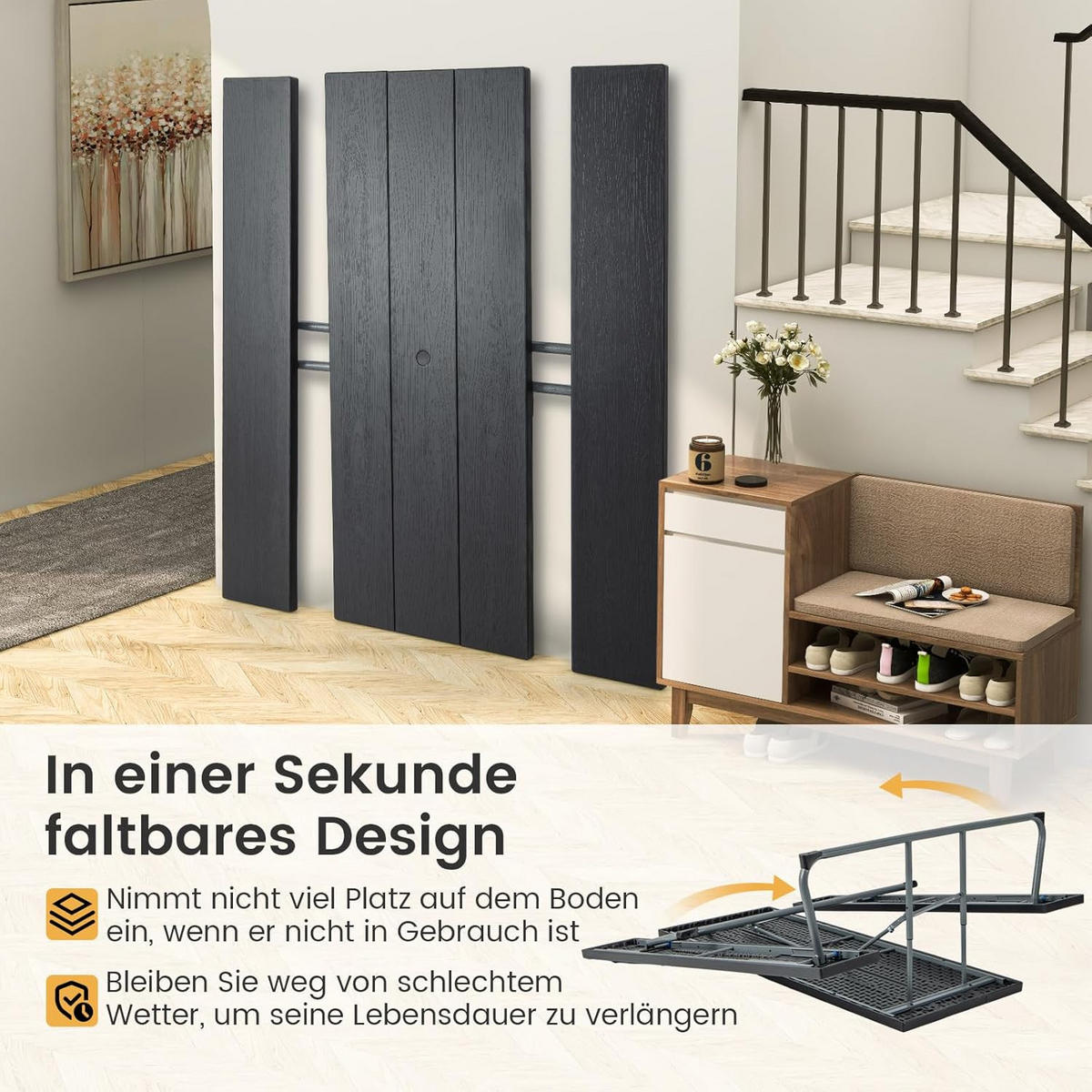 BIERTISCHGARNITUR Schwarz(3-teilig) - Schwarz, Holzwerkstoff (163/183/74cm) - COSTWAY