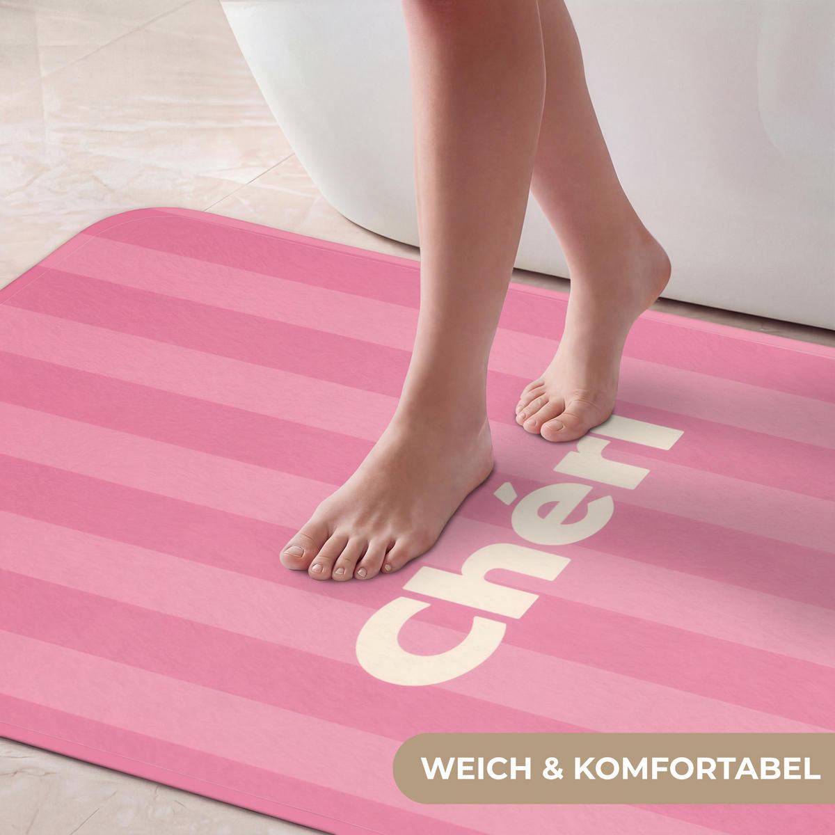 KOUPELNOVÁ PŘEDLOŽKA Pruhované - růžové - Chéri 60x120 cm - růžová, textil/plast (60/120cm) - OnlyWow