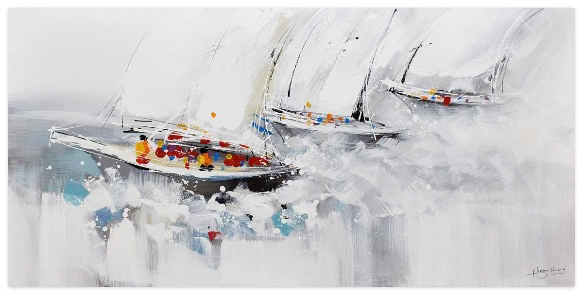 ACRYLBILD HANDGEMALT 120/60 cm - Grau, Holz/Textil (1.86/60cm) - KUNSTLOFT