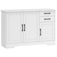 PŘÍBORNÍK, dřevotříska, MDF, bílá - bílá/černá, kov/kompozitní dřevo (38/79/120cm) - HOMCOM