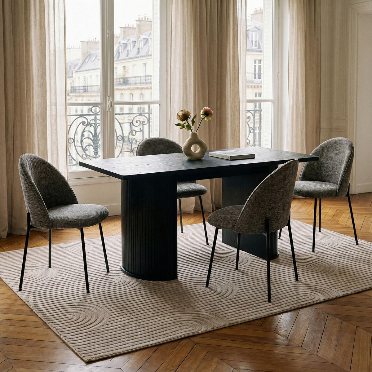 ESSGRUPPE GUARDA - Schwarz, Holzwerkstoff (75/75/160cm) - IDIMEX