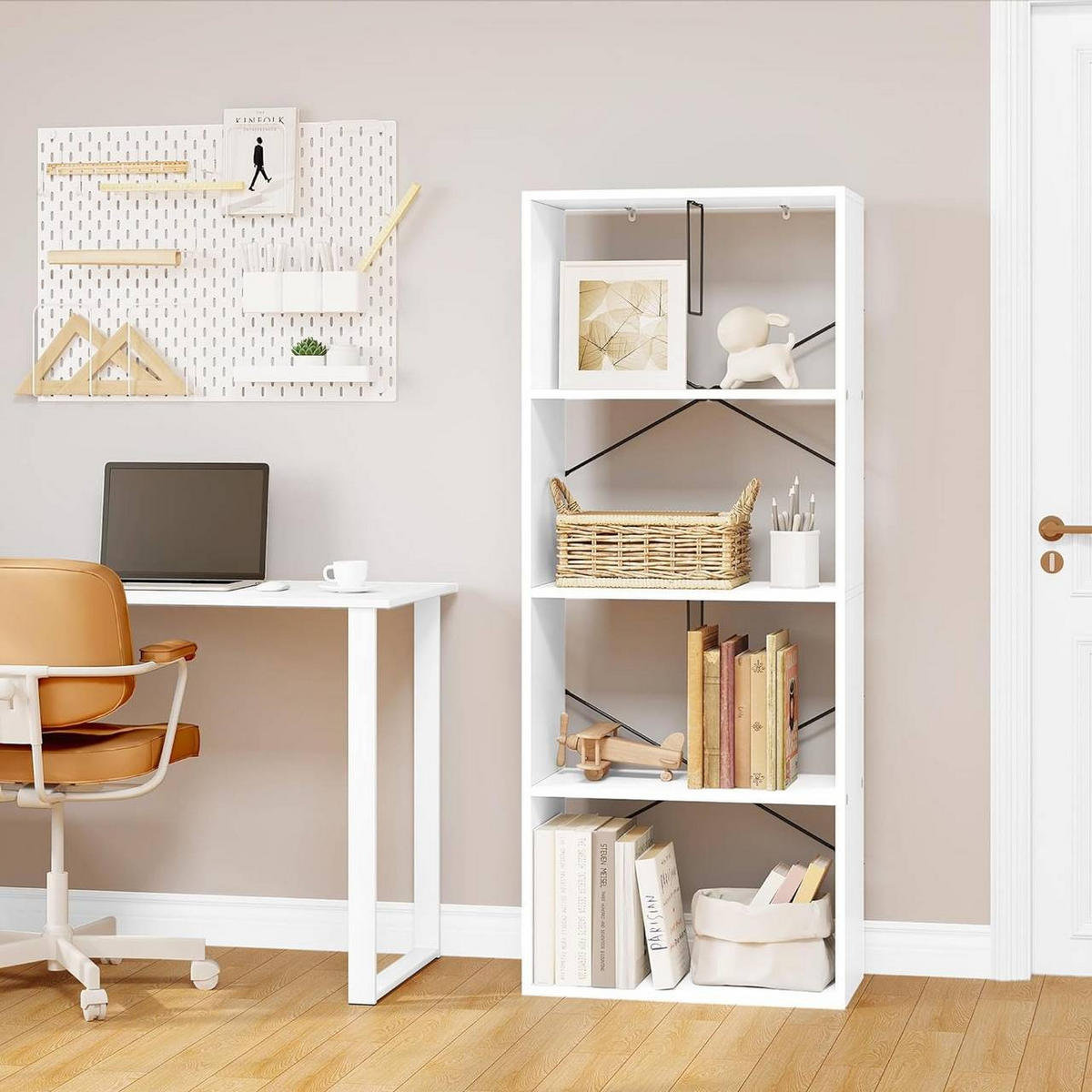 BÜCHERREGAL mit 4 Ebenen, Holzwerkstoff, Weiß - Weiß, Holzwerkstoff (60/149/30cm) - Woltu