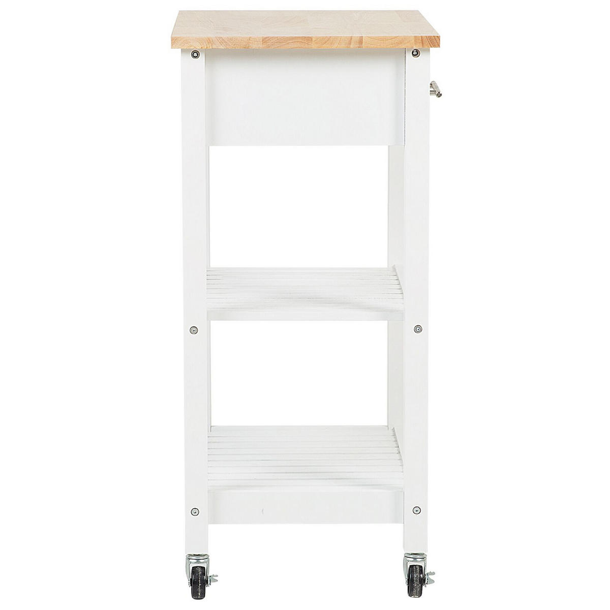 SERVIERWAGEN weiß/heller Holzfarbton mit Schublade Hiuma - Hellbraun/Weiß, Holz (58/86/40cm) - Beliani