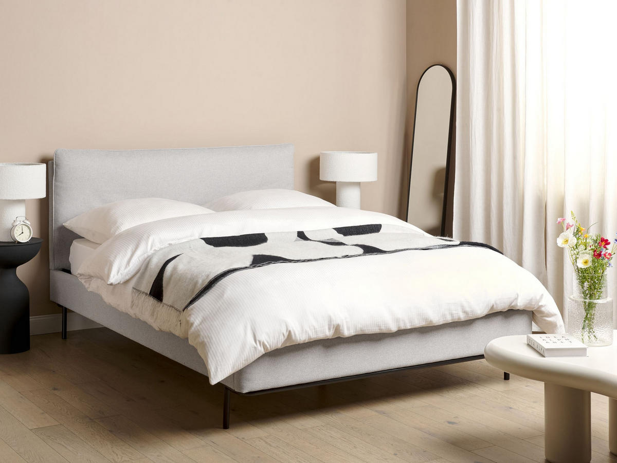 POSTEL s roštem 140/200 cm Látka Světle šedá Corio - světle šedá, textil (140/200cm) - Beliani