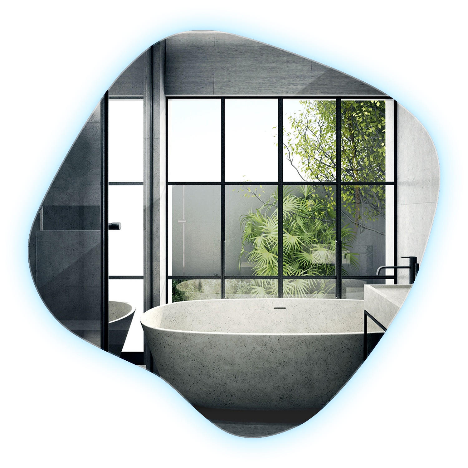 LED SPIEGEL 57x57,7 cm Kaltweiß 6500K - Transparent, Glas (58/58.7/0.4cm) - Wallfluent