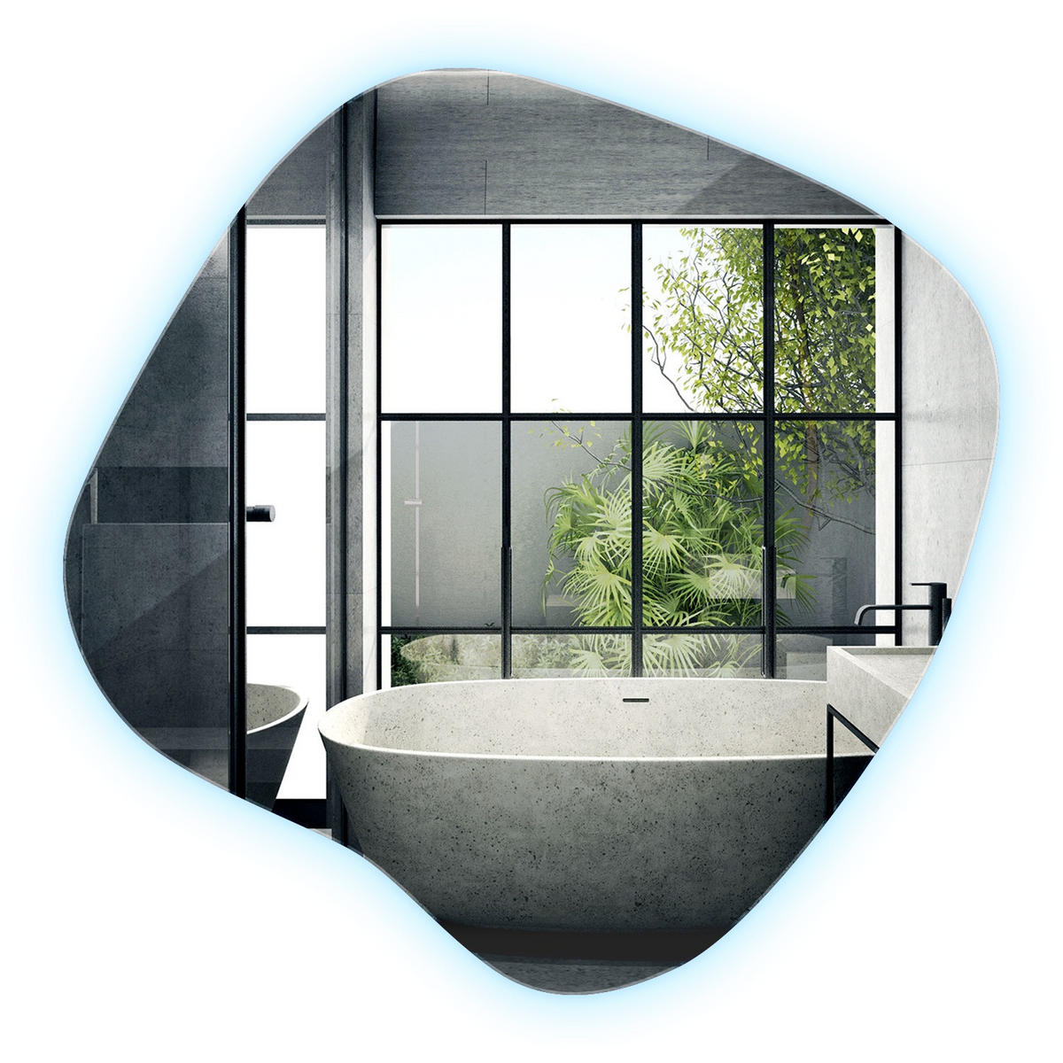 LED SPIEGEL 48,3x47,9 cm Kaltweiß 6500K - Transparent, Glas (48.3/47.9/0.4cm) - Wallfluent