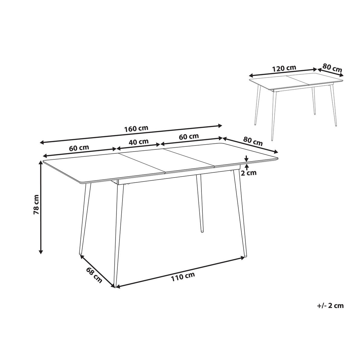 ESSTISCH grau/schwarz 120-160/80 cm ausziehbar Gelanda - Schwarz/Grau, Holzwerkstoff (120/80/78cm) - Beliani