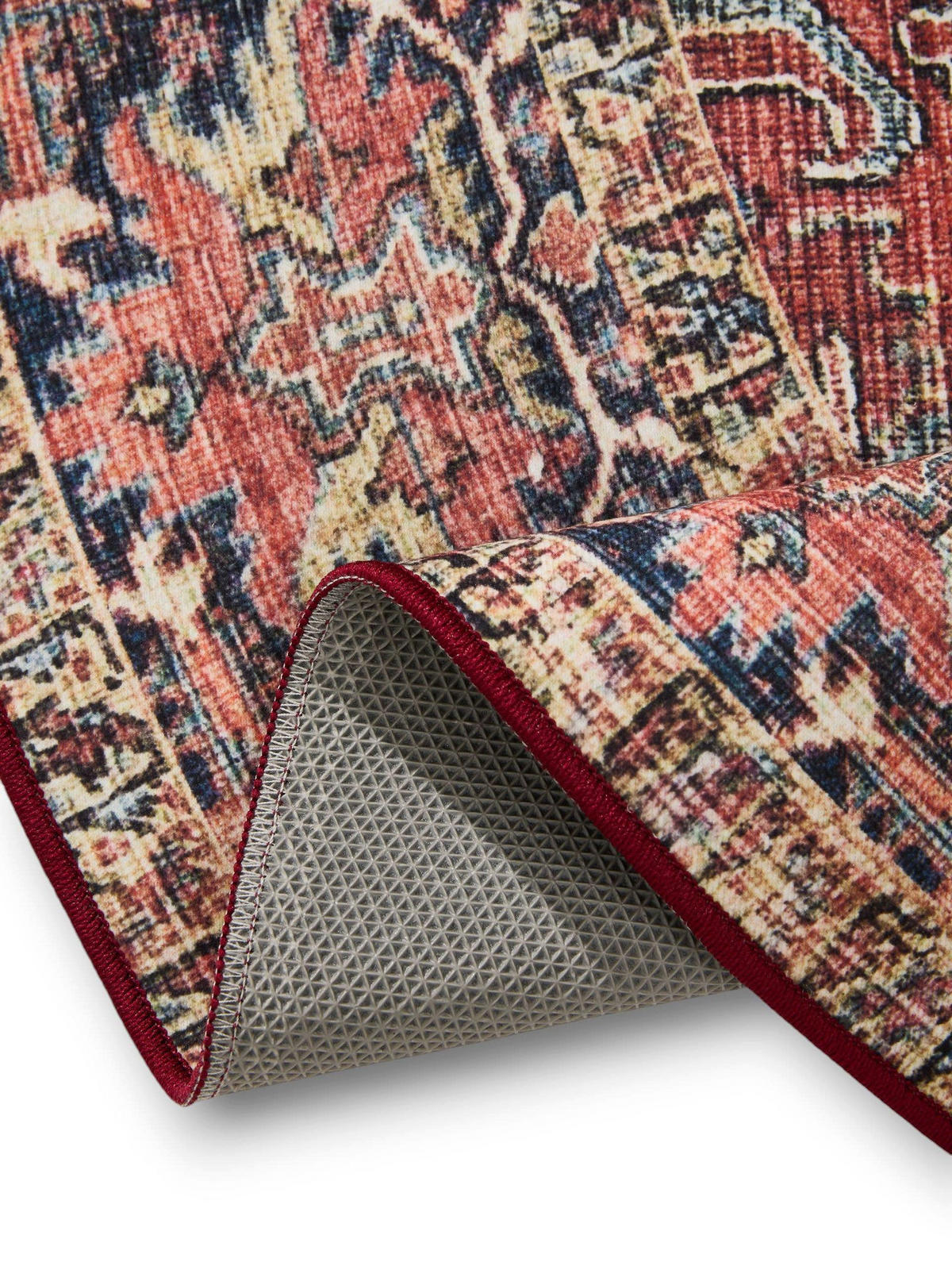 VINTAGE-TEPPICH George waschbar ø 160 cm rund - Beige/Multicolor, Kunststoff (160/160cm) - benuta