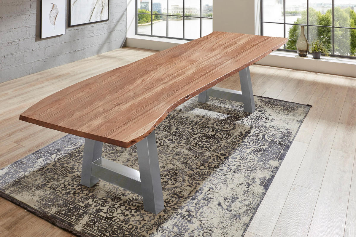 ESSTISCH ADELAIDE - Beige/Silberfarben, Holz/Metall (100/300/77cm) - SAM