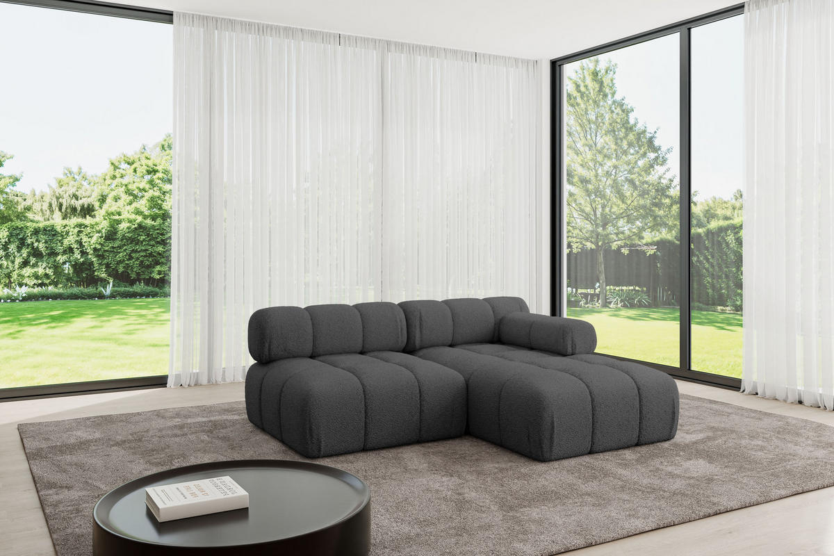 ECKSOFA modulares Sofa Razon-L1 - 190x160x70 cm Grau Bouclé - Grau, Holzwerkstoff/Textil (190/160cm) - ALTDECOR