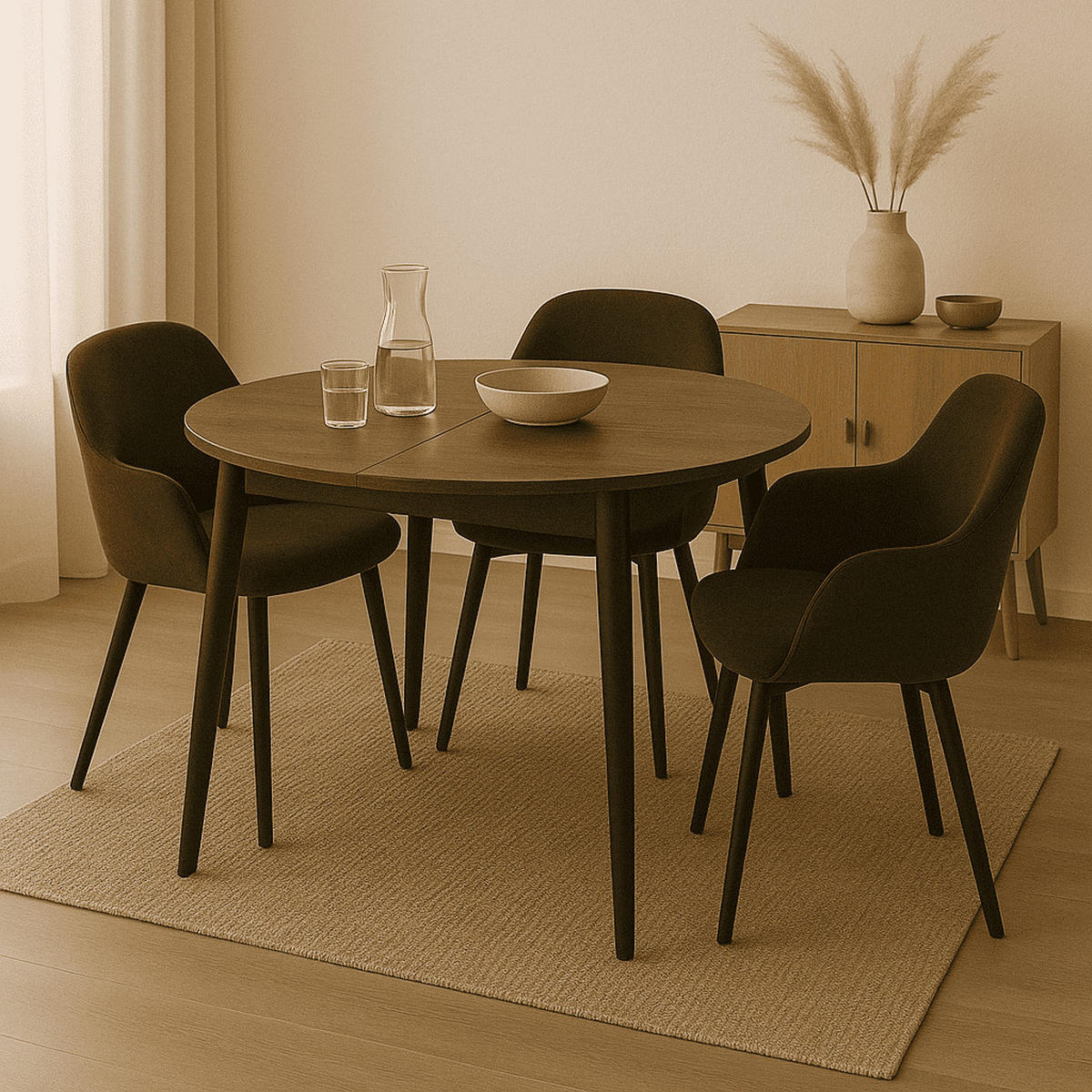 TISCH mit Massivholzbeinen - vina 100/100/75 cm - Braun, Holzwerkstoff (100/100/75cm) - Calicosy