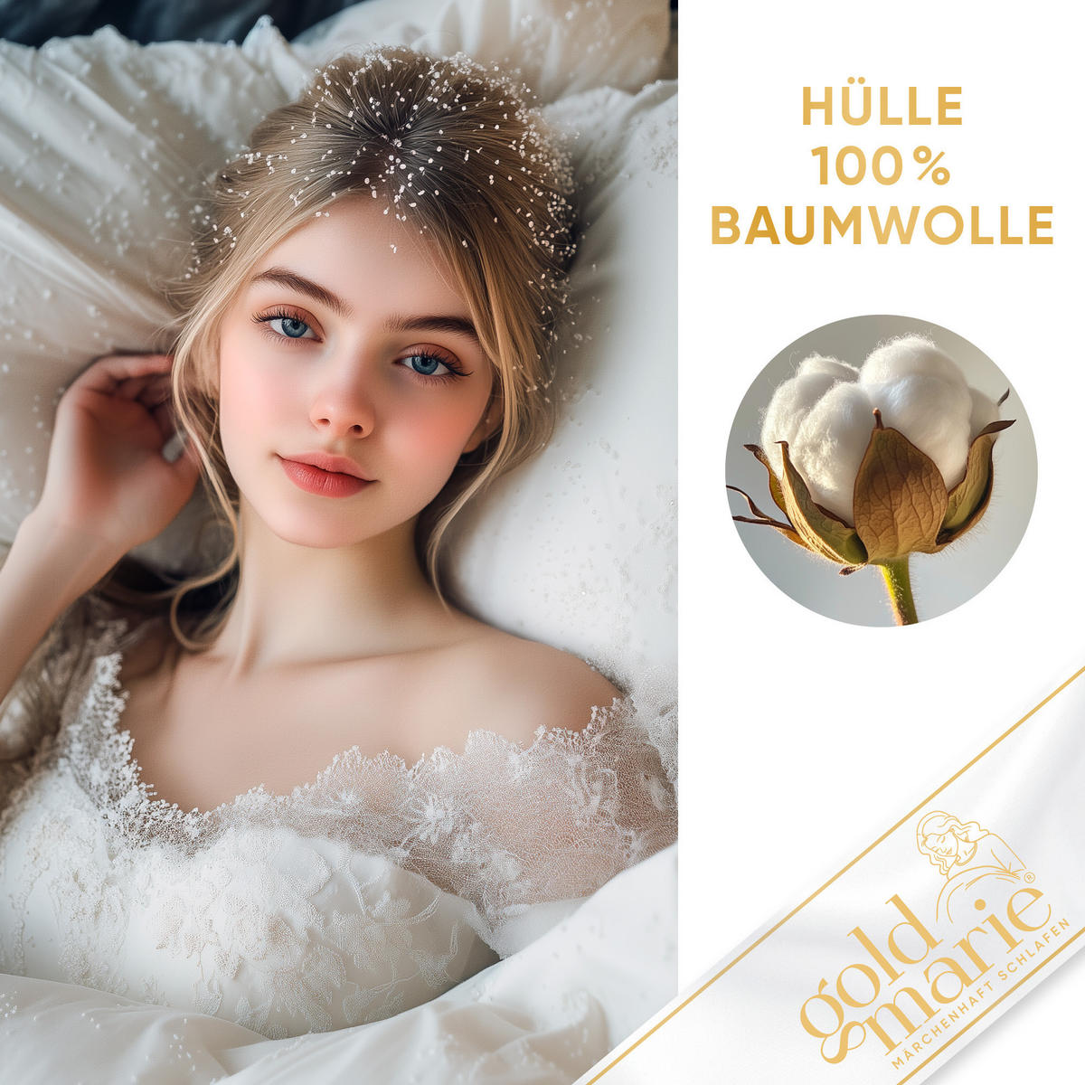 GANZJAHRESBETTDECKE MARIE Entendaunen medium - Weiß, Naturmaterialien/Textil (200/220cm) - Goldmarie 