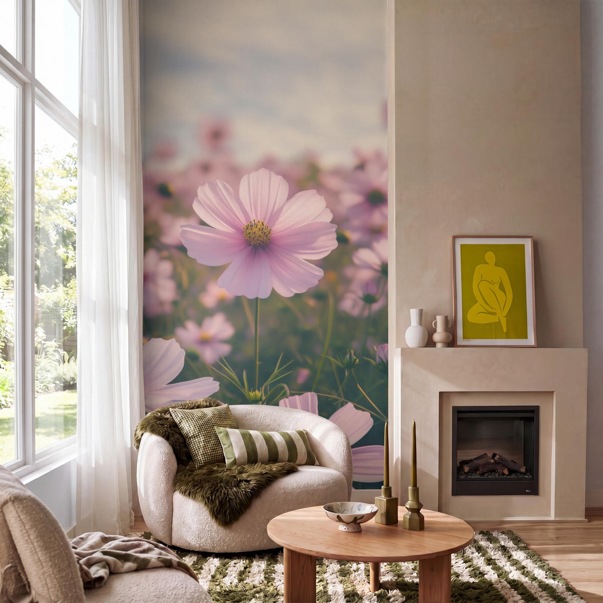 TAPETE - Blumen - Lila - Unscharf - 140x280 cm - Rosa, Papier (140/280cm) - OnlyWow