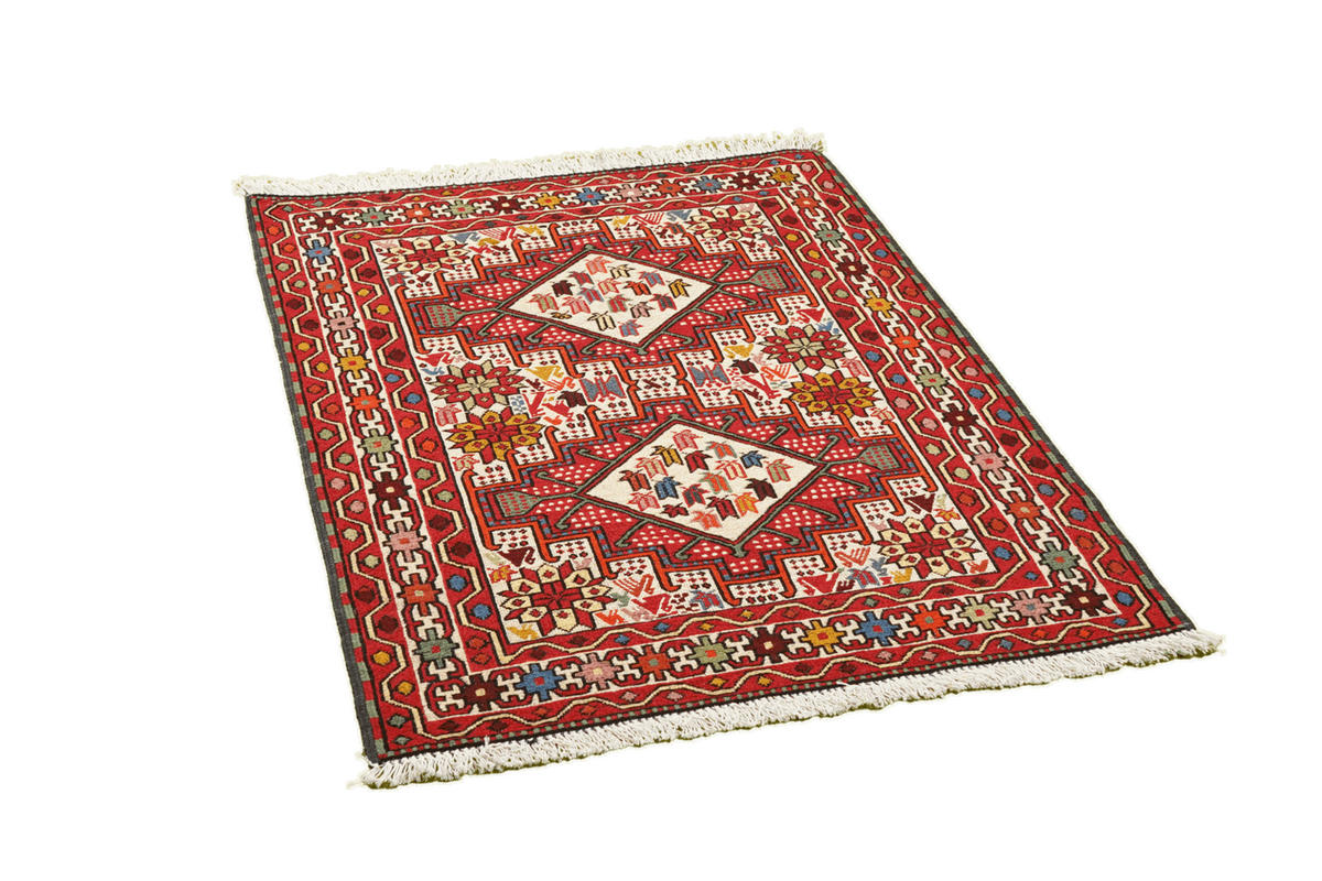 TEPPICH Sumak Shahsavan Beige 96/77 cm Schurwolle - Beige, Textil (77/96cm) - Looma