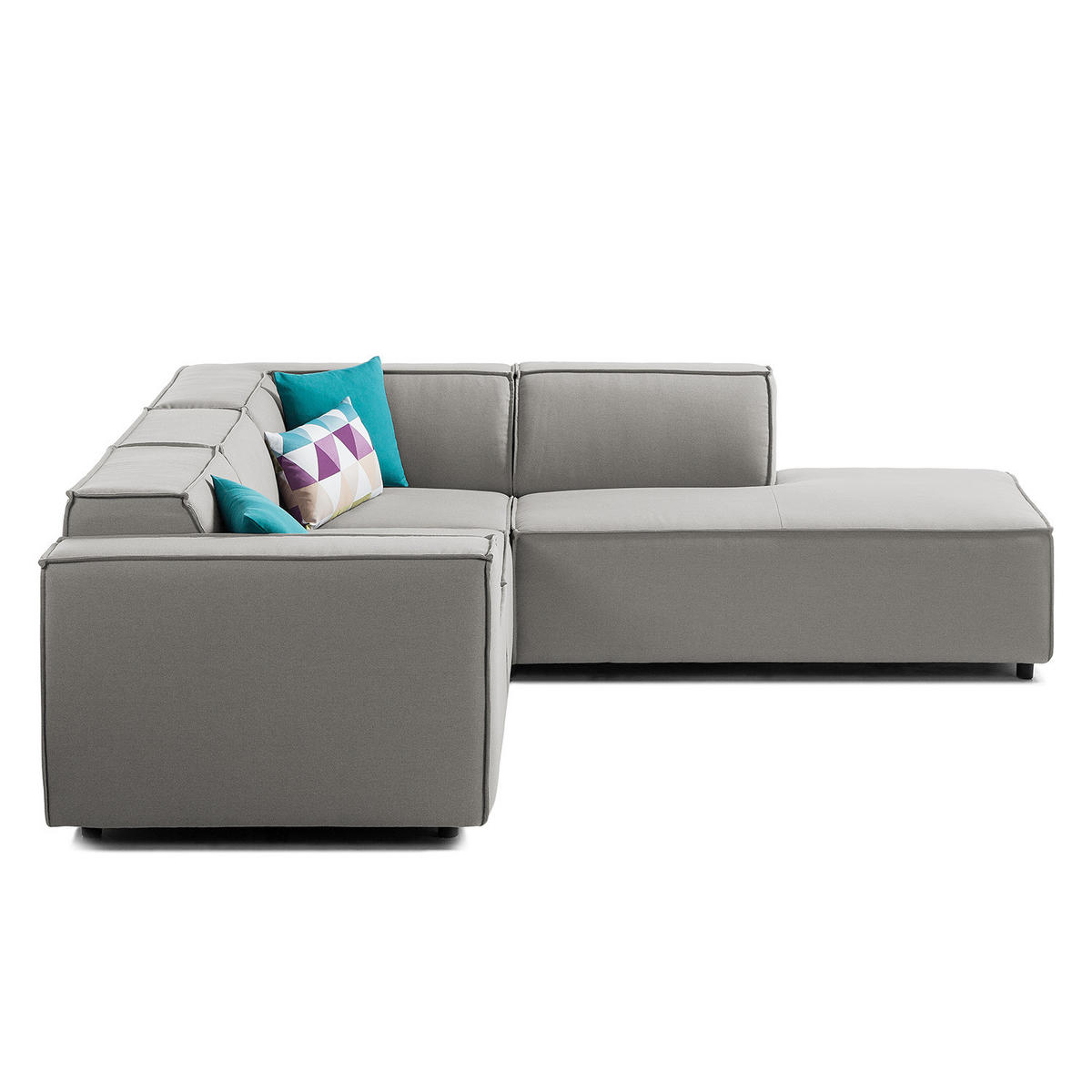 ECKSOFA mit Ottomane - Graubraun/Schwarz, Kunststoff/Textil (260/234cm) - home24