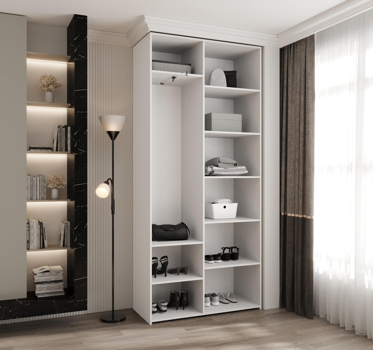 DREHTÜRENSCHRANK 245,5/110/40 2-türig - Goldfarben/Weiß, Holz/Metall (110/245.5/40cm) - Abiks Möbel