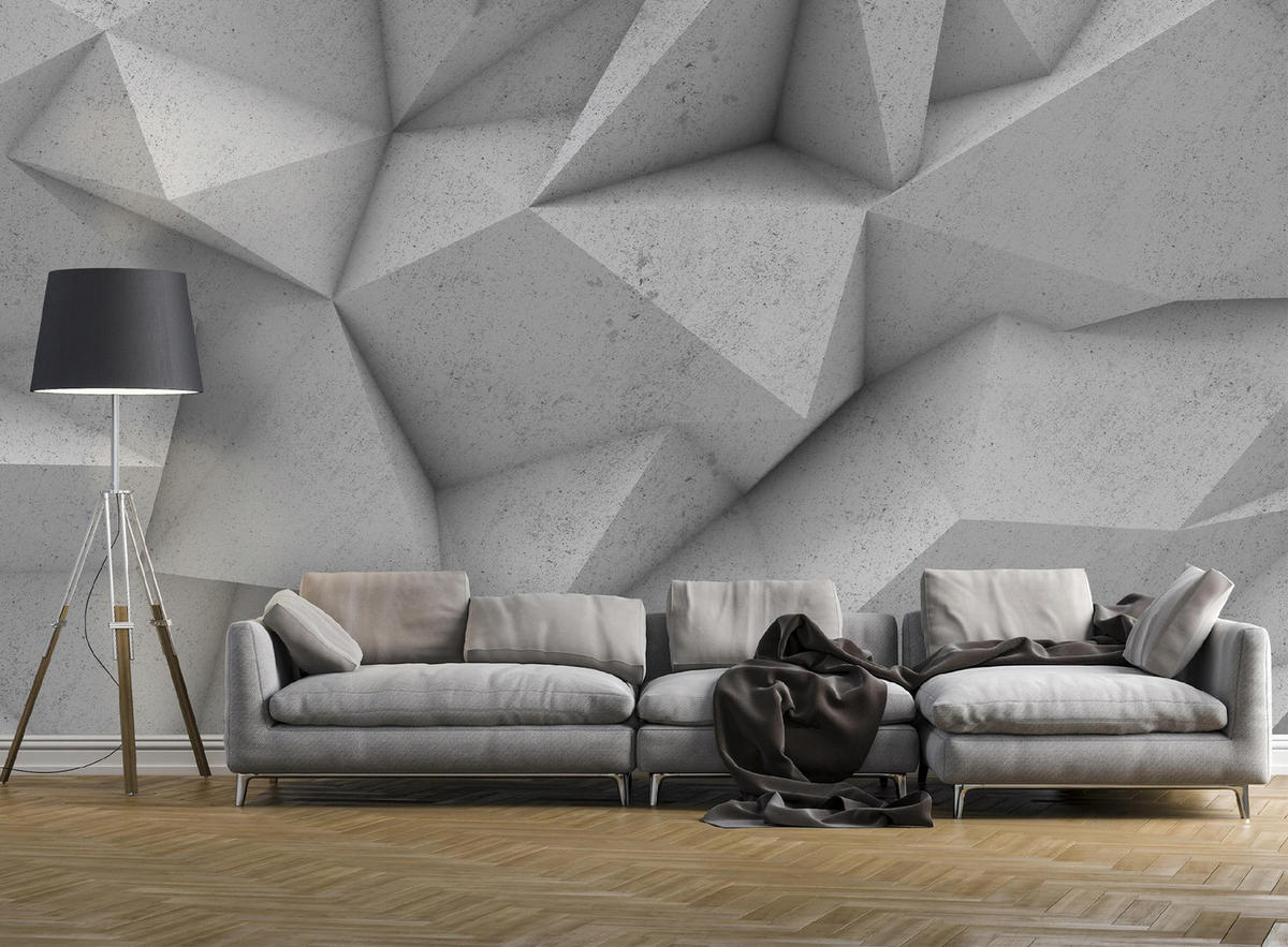 FOTOTAPETE 3D Abstrakt Grau 312x219 cm - Multicolor, Textil (312/219cm) - Wallarena
