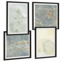 BILDER SET 4er Set - 50x50 cm & 40x60 cm Schwarzer Rahmen - Pastellfarben auf Aquarellleinwand - Schwarz, Kunststoff (50/50cm) - TULUP