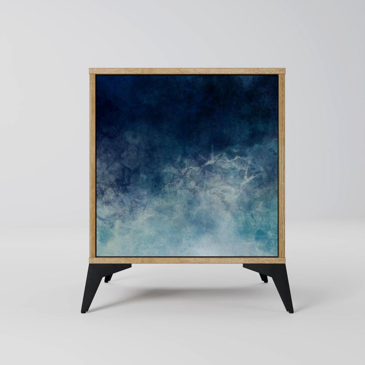 SIDEBOARD CELESTIAL FALL, Eichefarben, 57,5x42x67,5 cm, Schwarze Metall-Rahmenfüße - Eichefarben/Multicolor, Holzwerkstoff/Metall (57.5/67.5/42cm) - SpaceRebels