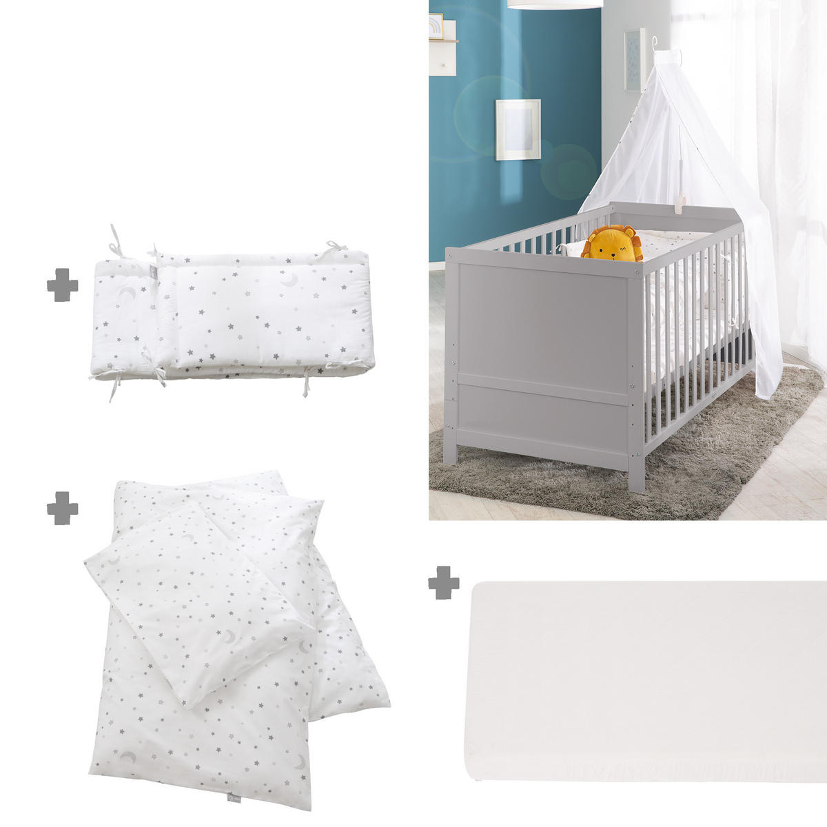 BABYBETT Sternenzauber 70 x 140 cm - Taupe, Holzwerkstoff (70/140cm) - Roba