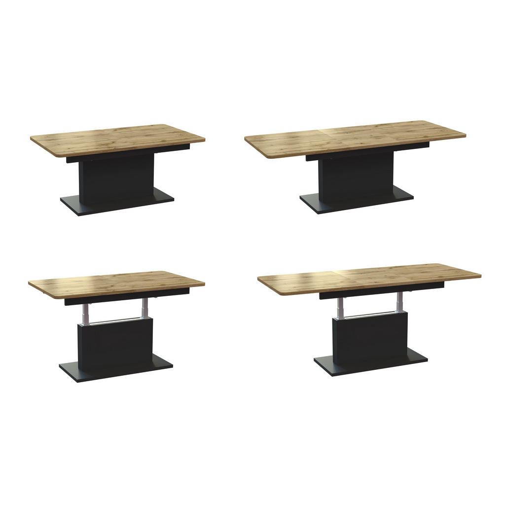 Thumbnail - designimpex Couchtisch, Eiche Wotan, Schwarz, Holzwerkstoff, Rechteckig, 126x57x70 cm, Wohnzimmer, Wohnzimmertische, Cou...