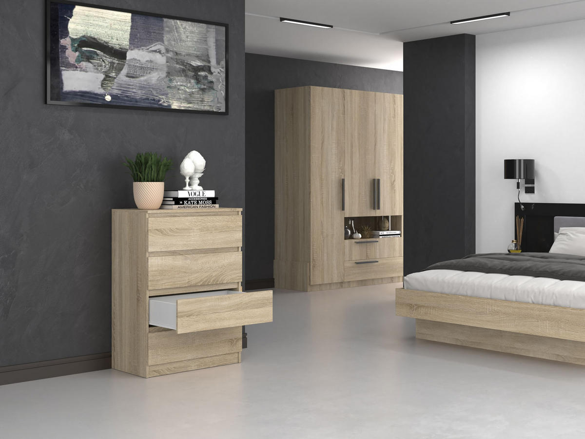 KOMMODE 4 SCHUBLADEN M4 - EICHE SONOMA - Sonoma Eiche, Holzwerkstoff (70/97/40cm) - CDF