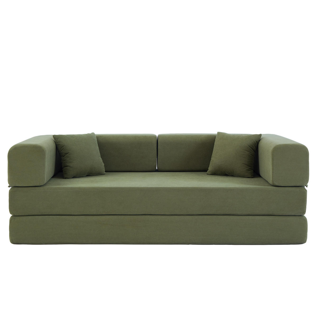 PODNA SOFA s cilindričnim naslonom za leđa, sklopiva, tkanina corduroy - Zelena - zelena, tekstil (100/70/200cm) - KOMHTOM
