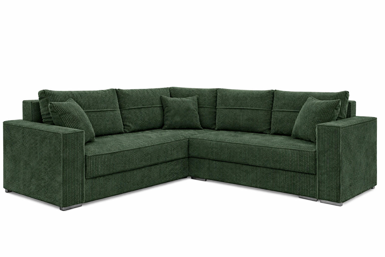 ECKSOFA PARIS – L-Form mit Schlaffunktion & Bettkasten Flauschiger Cord Stoff POSO Grün - Grün, Kunststoff (239/222cm) - Wohnideebilder