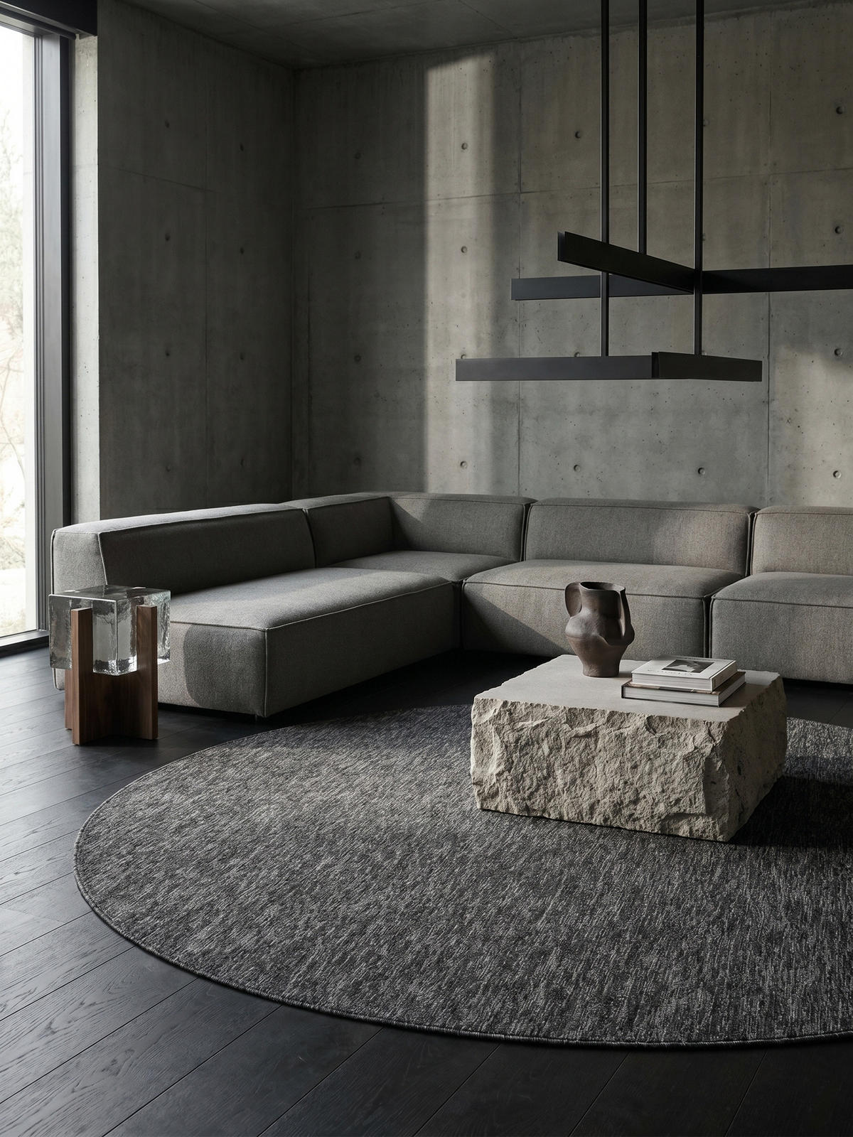 TEPPICH Waschbar Uni Modern Schlafzimmer Strapazierfähig Rund Anthrazit 200x200 cm OEKO-TEX – AMMER - Anthrazit, Textil (200/200cm) - KADIMA DESIGN