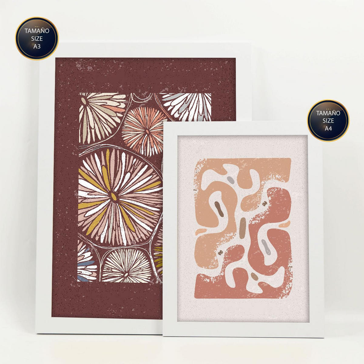 POSTER Set Mit 6 Drucken Mit Bürgersteig In Der Sammlung Ethnischer Style Drucke Dekorative Rahmen Für Zuhause Wandkunstdruck A3 & A4 Weißer Rahmen - Weiß, Papier (29/3cm) - Nacnic