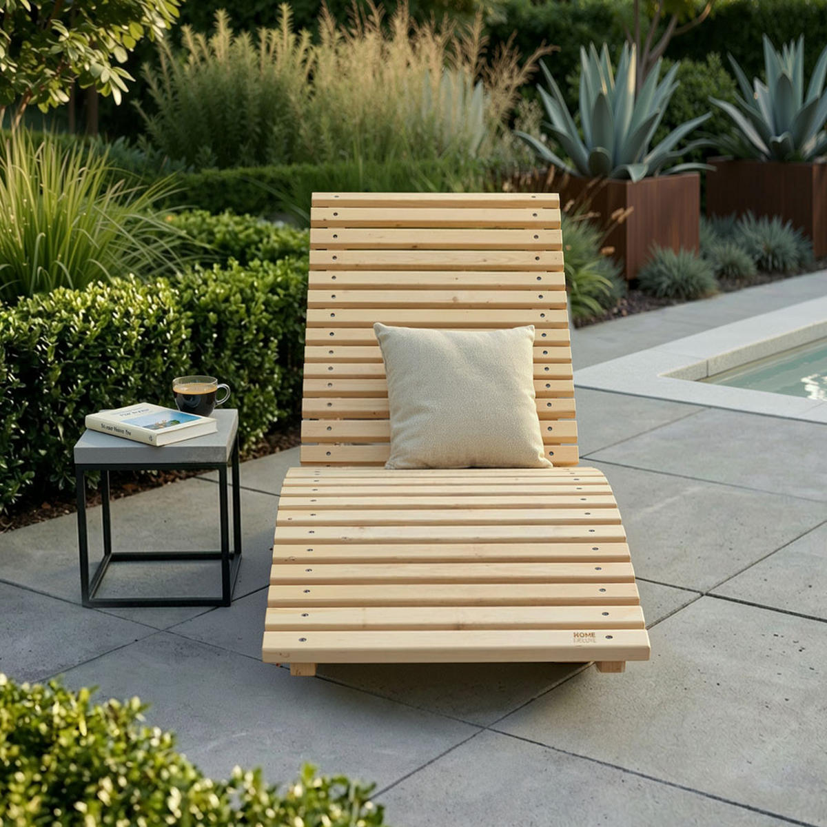 WELLENHOLZLIEGE WOLGA - 60 cm - Naturfarben, Holz (60/82/188cm) - Home Deluxe