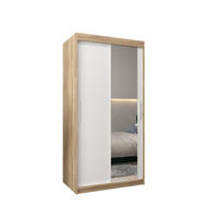 SCHWEBETÜRENSCHRANK 200/100/62 2-türig - Silberfarben/Weiß, Holz/Kunststoff (100/200/62cm) - Abiks Möbel