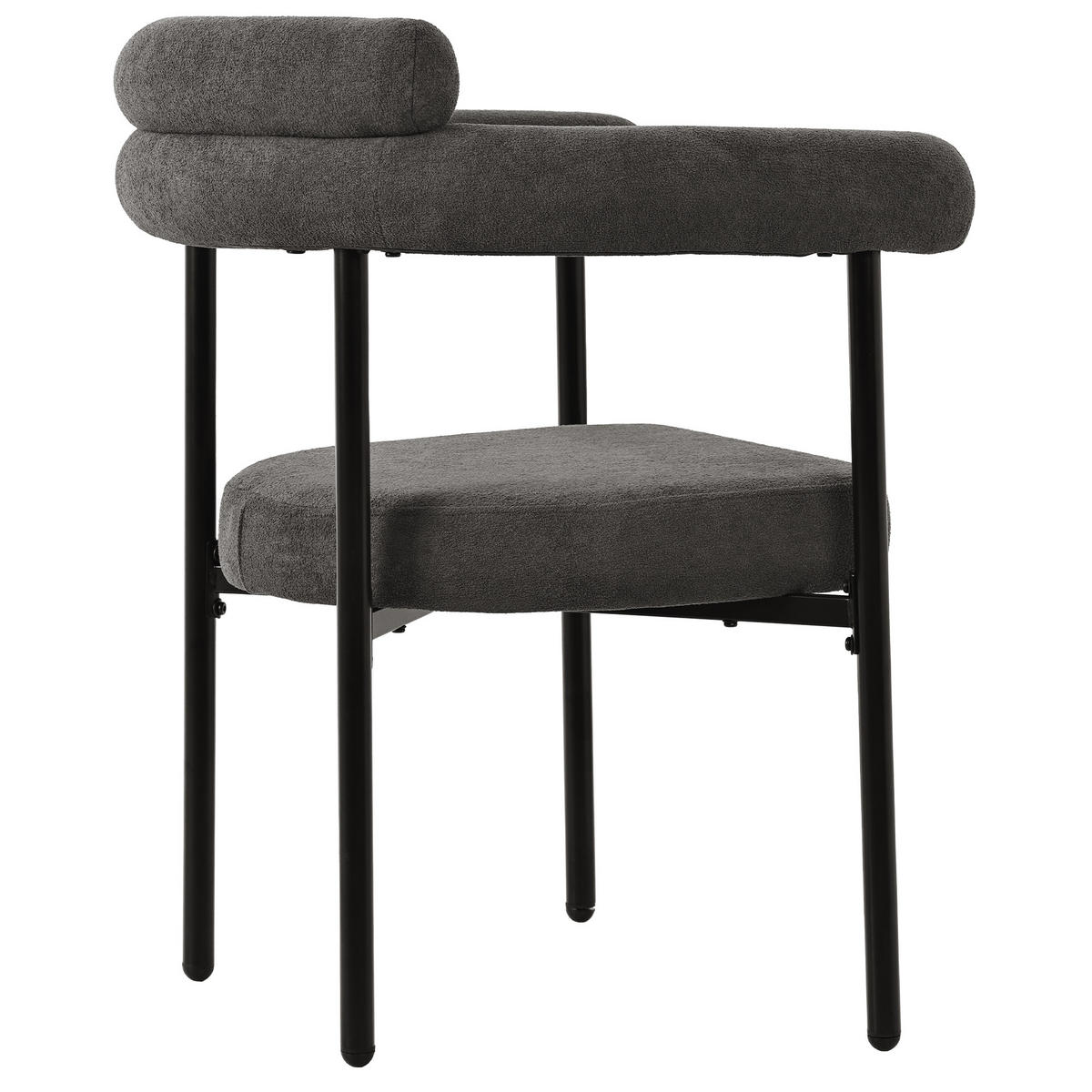 WOHNZIMMER STÜHLE mit Samtbezug, breitem Sitz und Eisenrohrgestell - Dunkelgrau, Textil (70/84/62cm) - EVRYAE