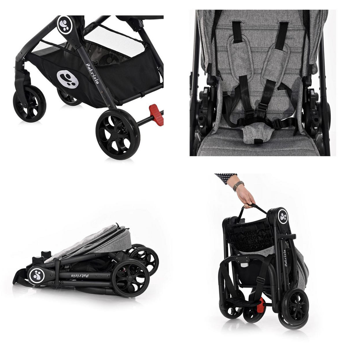 KOMBIKINDERWAGEN 2 in 1 Patrizia schwarz Babywanne, Sportsitz, Sitz umkehrbar - Schwarz, Metall (93/55/99cm) - Lorelli