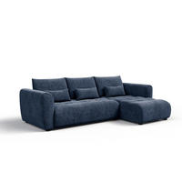 ECKSOFA SORENO 4-Sitzer, dunkelblau - Schwarz/Dunkelblau, Holz/Textil (293/171cm) - Courtois Laville