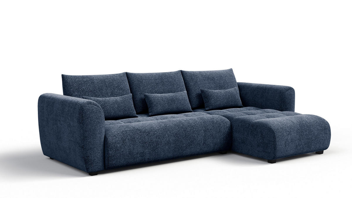 ECKSOFA SORENO 4-Sitzer, dunkelblau - Schwarz/Dunkelblau, Holz/Textil (293/171cm) - Courtois Laville
