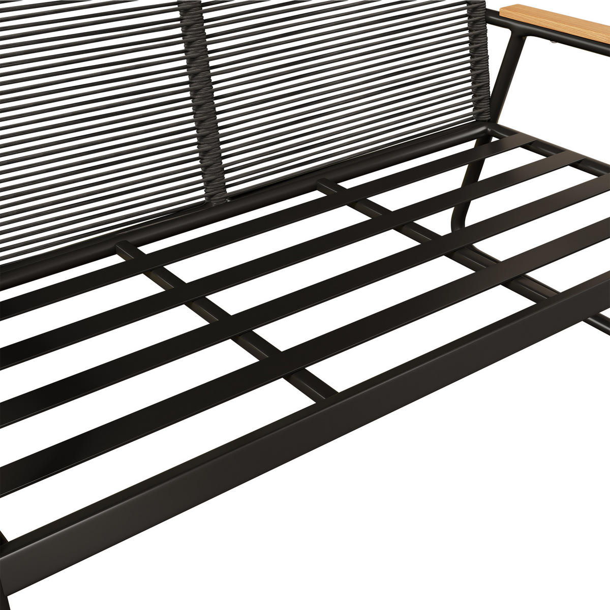 GARTENMÖBEL 118x65x78cm schwarz, feuerverzinkt, mit Glas und Kissen - Schwarz, Metall - Modfu