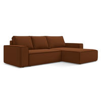 ECKSOFA mit Schlaffunktion Samt Stoff Orange - Terracotta/Schwarz, Kunststoff/Textil (290/185cm) - LaMiaSofa