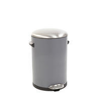 MÜLLEIMER Retro Mit Markanten Griffen und Kugelkappe 12 Liter 41,2 x 25 cm Kunststoff Inneneimer Grau - Grau, Metall (28.3/41.2/31.9cm) - PROREGAL