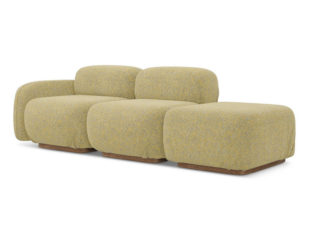 3-SITZER SOFA Rechts Strukturstoff Stoff Gelb - Currygelb/Gelb, Holz/Textil (258/73/95cm) - Makamii