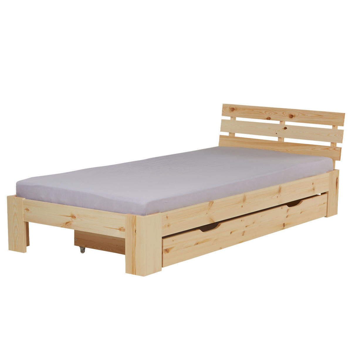 HOLZBETT mit Stauraum 90/200 cm natur - Braun, Holz (90/200cm) - Homestyle4u