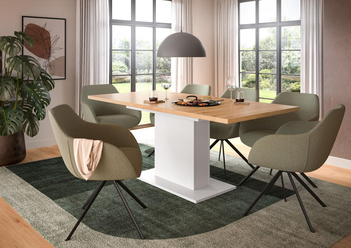 ESSTISCH MOTION (B/H/T: ca. 150/76/90 cm) in Weiß/Artisan Oak Nachbildung - Weiß, Holzwerkstoff (90/150/76cm)