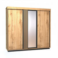 SCHWEBETÜRENSCHRANK KIMA 240/223,8/66cm 3-türig mit Spiegel Eiche Wotan - Eiche Wotan, Holzwerkstoff (240/223.8/66cm) - MASSENO