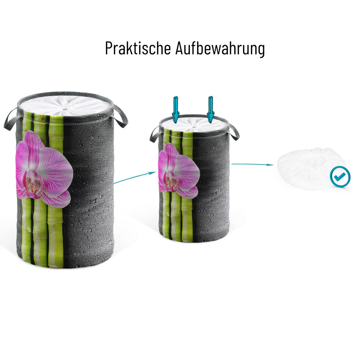 WÄSCHEKORB Asia - Dunkelgrau, Textil (37/55/55cm) - Sanilo