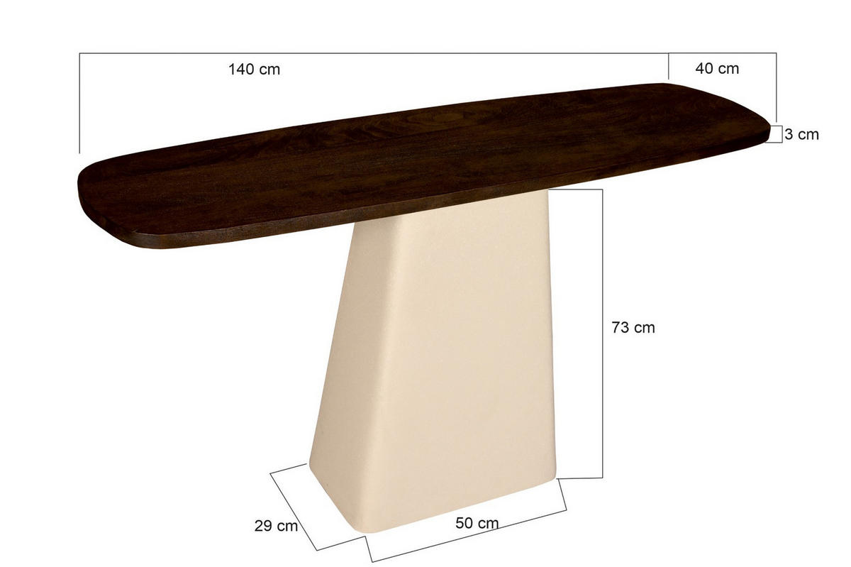 ESSTISCH rechteckig aus Metall 140x40x76cm, créme - Creme, Holz (40/140/36cm) - Livingfurn