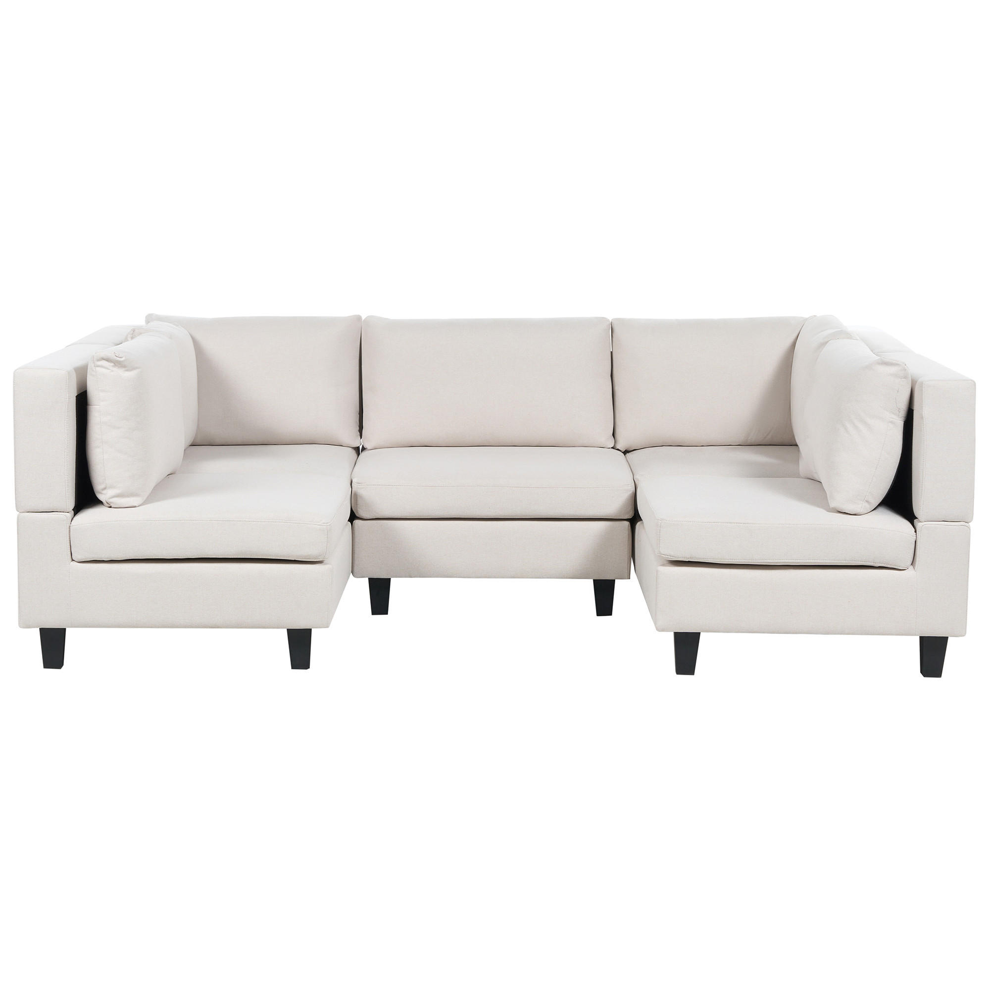 MODULÁRNÍ POHOVKA 5-místná Tvar U Světle béžová Látka Unstad - béžová, textil (228/72/76cm) - Beliani