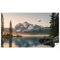 TAPETE - Berge - Wasser - Bäume - 450x280 cm - Multicolor, Papier (450/280cm) - OnlyWow