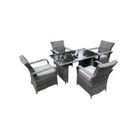 GARTENSOFA Hohe Rückenlehne Polyrattan 4-Sitzer - Dunkelgrau/Grau, Glas/Kunststoff - Fimous