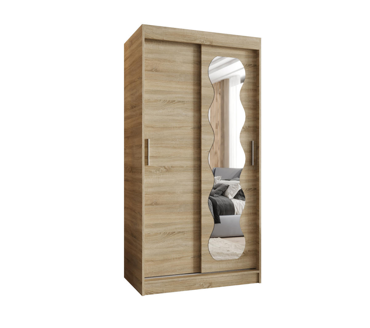 SCHWEBETÜRENSCHRANK 200/100/62 2-türig - Silberfarben/Sonoma Eiche, Holz (100/200/62cm) - MÖBEL KRYSPOL