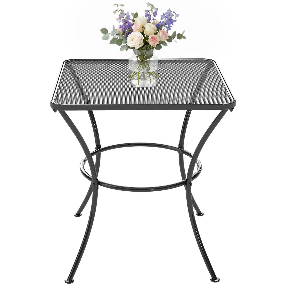 GARTENTISCH,QUADRATISCH Stahl perforiert 45x45x50cm,schwarz - Schwarz, Metall (45/45/50cm) - Vallsero